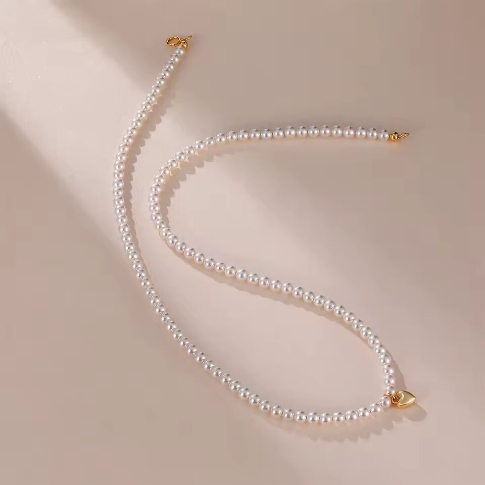 Seulement 925 Sterling Silver Heart Pendant Pearl Bead Necklace Classics Luxury Jewelry Accessories for Women Girls