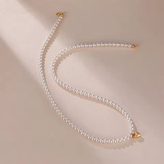 Seulement 925 Sterling Silver Heart Pendant Pearl Bead Necklace Classics Luxury Jewelry Accessories for Women Girls